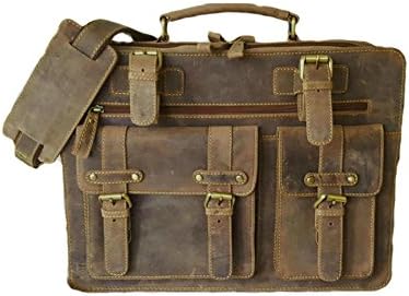 SALE 16 Inch Leather Laptop Bag Brown Briefcase Crossover Shoulder Bag Gifts for men