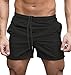 Produktbild ZEZKT-Herren Tunnelzug Kurz Hosen, Regular Fit Jogginghose Sweat Short Bermuda Sweatpant Vintag Freizeit Sports Shorts Cargo Shorts Sommer Sport Fitness Hose (M, Schwarz)