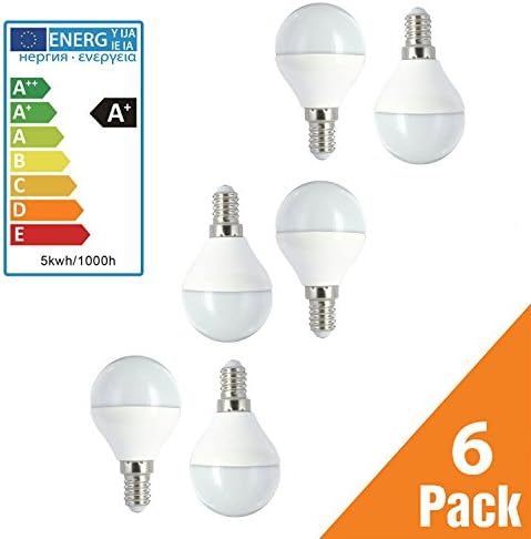 Ricolite - X6 E14 Golf Ball Led Bulb Natural White, 5W = 40W Equivalent , A+ Energy Rating, 400 Lumens, 4000K, 30,000 Hours (Six Pack)