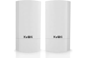 KuWFi Puente CPE,Punto de Acceso inalámbrico/CPE de Exterior inalámbrico de Punto a Punto para Interiores y Exteriores Admite una solución de Distancia de 1km para PTP Adaptador PoE pasivo