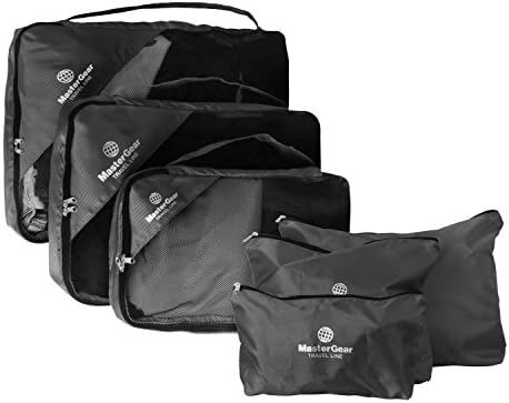 MasterGear Travel Bags – Suitcase Organisers – Set of 6, Including Toiletry Bag, Makeup Organiser – Packing Cubes