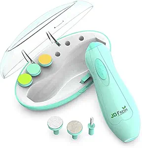 JD FRESH New Baby Nail File Electric,Baby Nail Trimmer with 6 Grinding Heads Safe for Newborn Baby Baby Nail Clippers with Light, Electric Baby Nail Trimmer (Blue Colour)