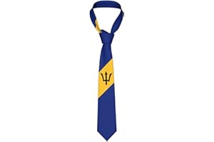 DABOYOZHZH Barbados Flag Emblem Striped Necktie Men'S Neck Ties Mens Party Business Neckties Soft Skil Tie, White, One size