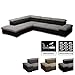 Produktbild CAVADORE Schlafsofa Valerie mit Ottomane links / Große Polsterecke mit Bettfunktion / Inkl. Kopf- und Armteilverstellung / 274 x 66 x 228 / Schwarz-Weiß und Schwarz