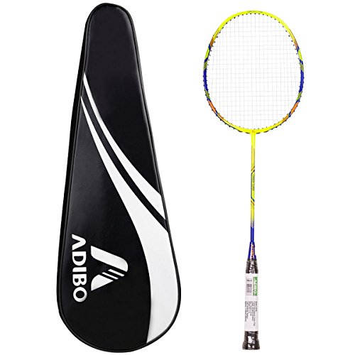 Preisvergleich Produktbild Badminton Schläger, ADIBO 1 Stück Graphit Badmintonschläger Federballschläger Einzelschläger mit Schlägertasche für Professionelle und Anfänger Spieler
