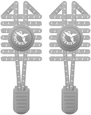 Phoenix Fit UK - No tie Elastic Lace System with lock - Easy to install in a range of colours. Great for runners, children, older generation &amp; active lifestyles - 1 Pair (Space Grey)
