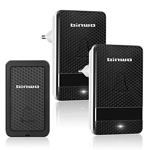 [Nessuna Batteria Necessaria] Campanello Senza Fili, BINWO Campanello Wireless Impermeabile con Raggio d'Azione di 180m 28 Suonerie 4 Volume Regolabile, 1 Trasmettitore e 2 Ricevitore per Casa Ufficio