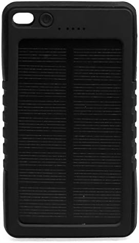 6000mAh Solar Panel Waterproof Shockproof Portable Charger Backup External Battery Power Bank for iPhone 6 5S 5C 5 4S 4, iPad Air (Apple Adapters not Included), Samsung Galaxy S4, S3, S2, Note 3, Note 2, Most Kinds of Android Smart Phones and More Other Devices (Black)