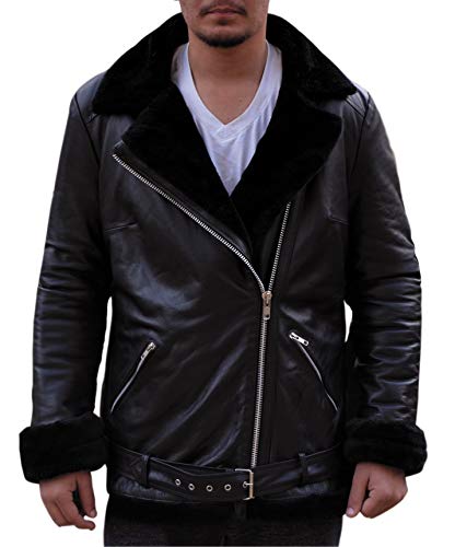 Leather Flying Jacket Mens - Leather Bomber Jacket Mens - Aviator Leather Pilot Jacket Sheepskin Jackets for Men