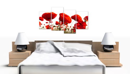 Wallfillers Canvas 4056 Wandbild mit Blumendruck, rote Mohnblumen, extragroß - 3