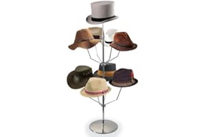 GERSO Hutständer verchromt mit 9 Hutauflagen für den Tresen oder Fußboden Ablage für Hüte Mützen Basecaps