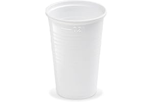 ‎LOGIPACK GERO Trinkbecher | Eichstrich 0,2l | Plastikbecher Bierbecher Einwegbecher aus Kunststoff PP (Polypropylen), weiß | Ausschankbecher (100)