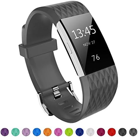 Kutop for Fitbit Charge 2 Strap,TPU Soft Silicone Durable Replacement Band Diamond Pattern Fitness Sports Adjustable Watchband for Fitbit Charge 2