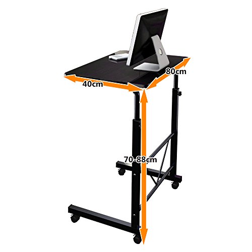Soges 80x40cm Betttisch / fahrbarer Laptoptisch neigungs und höhenverstellbar auch für die professionelle Pflege, Schwarz - 3