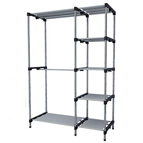UDEAR Armario Estantes Armarios Plegables Independiente Doble Barra Organizador de Ropa