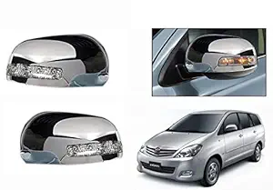 CARIZO ABS Plastic Chrome Mirror Cover with Indicator for Toyota Innova