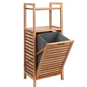 Butlers Big Bamboo Bad Regal mit Wäschekorb aus Bambus - 40x95 cm