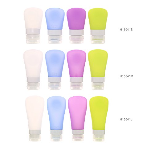 Anself 4 Stück Silikon Reise Flaschen Set mit Saugnapf (Größe Optional) - 7