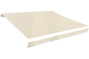 puraday Tissu de rechange pour store banne 6 x 3 m - Crème - Tissu de rechange en polyester imperméable avec revêtement PU