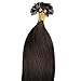 100S Strands 18" 20" 22" Pre Bonded Hair Extensions Keratin U Tip Nail Remy Human Hair Straight, 18"-50g, 02# Dark Brown