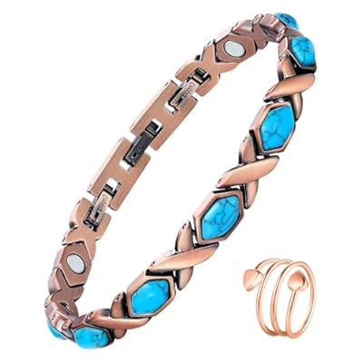 Jecanori Copper Magnetic Bracelets For Women, Copper Magnetic Wristband And Magnetic Rings With Strength Magnets(3800 Guass Each), Adjustable Size Brazaletes&jewellry Gift Box