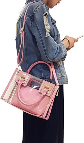 Clear Crossbody Tote Bag, Messenger Bag Purse And Handbag for Women (Pink)