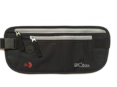 Ohmycosh Ceinture Portefeuille RFID - Pochette Sécurisée de Voyage avec Protection anti pickpocket éléctronique - Sac Banane discret pour cacher Passeport, Billets, Carte de crédit, Papiers d'Identité ...