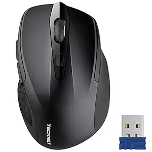 Tecknet M003 2.4G Ergonomic Wireless Mobile Optical Mouse with USB Nano Receiver (Black)