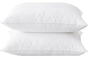 ZZZMRH Luxury Goose Down Pillow 2 pack - 100% smooth cotton cover, pillows 2 pack hotel quality-Hypoallergenic, pillows for neck & shoulder pain - Medium & Soft Firmness,UK Standard pillows (48cm x 74cm)