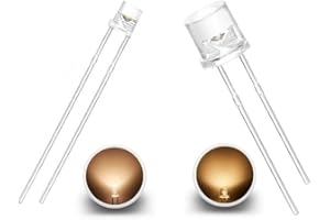 elpohl 10-100 Stück 3mm oder 5mm warmweiße flache LED-Dioden lichter (durchsichtige Linse) Helle Glühbirnen Lampen Elektronikkomponenten Anzeigelicht emittierende Dioden (50, 5mm)