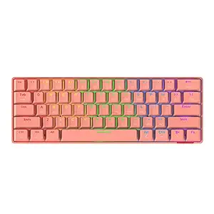 Decdeal Daidai STK61 BT&Wired Dual-Mode Mechanical Keyboard 61 Keys Mixed Light Aming Office Mechanical Keyboard Pink (Blue Switches)