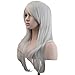 Ambielly 28" Wig Long Curly Wavy Women's Hair Cosplay Costume Wig (Silver White)