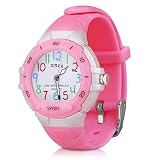 Kinderuhr Armbanduhr Analog für Junge - XREXS Lernuhren Mädchenuhr Zeitlehrer Quarz Sportuhren Jungen Mädchen Analog Uhren für Jungen und Mädchen Kleines Kind (Rosa)