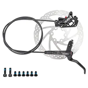 MTB Hydraulic Disc Brake Rear Caliper with 160mm Rotor Hydraulic 4 Pistons and Two-Way Brake System 22.2mm Mountain Bike Cycling Left Brake Lever Kit-Daerzy