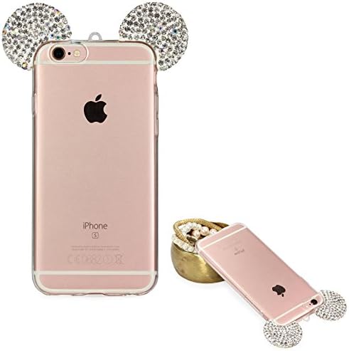 iPhone 6 Plus / 6s Plus Case, Urcover® TPU Silicone Bling Ear Cover [ Sparkle Mouse Ear ] Flexible Diamond Glitter Protective Fashion Case for Apple iPhone 6 Plus / 6s Plus - Colourful Silver