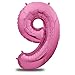Produktbild Zenball Luftballon Geburtstag XXL 101cm Pink - Riesen Folienballon in 40" Geburtstagsdeko Ideale Deko (Zahl 9)