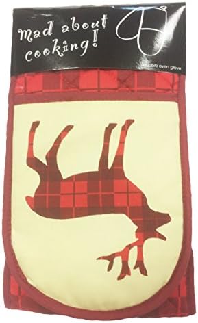 Wild Red Reindeer Tartan Christmas Double Oven Glove - (7in x 34in-18cm x 86cm Approx)