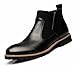 Produktbild Männer Casual Chelsea-Stiefel Frühling Neu Gemütlich Lederschuhe Brogue Britisch Kurze Stiefel (Farbe : Schwarz, Größe : 43)