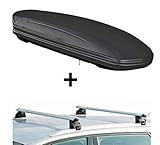 ALLES IN EINEM - Sparen Sie sich die Auswahl mehrerer Komponenten für Ihre perfekte Transportlösung - Mit dem Set aus Skibox und Dachträger erhalten sie ein leicht zu montierendes Komplettpaket mit allen Befestigungsteilen. Die glänzend-schwarze Box überzeugt mit ihrem edlen Design und viel Platz.