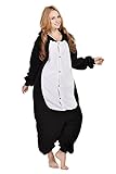 ABYED® Jumpsuit Tier Karton Fasching Halloween Kostüm Sleepsuit Cosplay Fleece-Overall Pyjama Schlafanzug Erwachsene Unisex Lounge,Erwachsene Größe S - für Höhe 150-158cm Schwarze Katze -