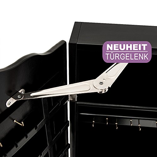 Deuba-Armoire--Bijoux-Moderne-avec-Miroir-et-tiroirs-Blanc-ou-Noir-Rangement-Accessoires