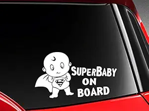 CVANU Super Baby On Board Car Sticker Safety Warning Sticker for Driver, Safety Caution Sign Stickers (19.5 cm x 11 cm)