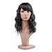 Produktbild MelodySusie Damen Schwarz Perücke Kurz Fasching Glatt Haar Wig für Kostüm Party Cosplay (43 cm)