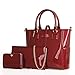 Produktbild YGMDSL Handtasche Damen Eine Schulter Schräg Lackleder Spiegel 3-teiliges Set PU,Red
