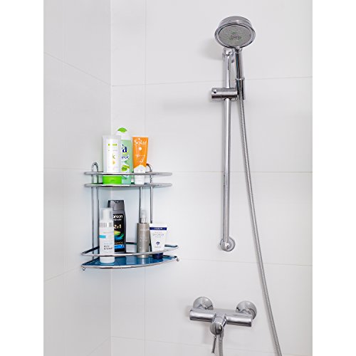 Tatkraft Kaiser Eckregal Zweireihig für Badezimmer Duschkorb 35X25.8X33.5H cm Stahl Verchromt - 5