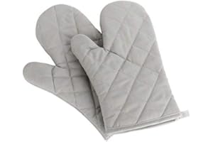 Veewon 1 Pair Baking Gloves Thick Heat Resistant Insulation Heat Proof Cotton Oven Glove Pot Holder Cooking Mitts Kitchen Essential (Gray)