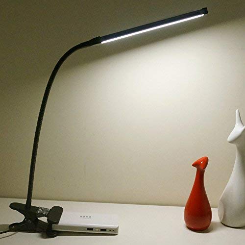 Lampop Lampada con Pinza LED 6W Dimmerabile Lampada da Tavolo con Clip Ricaricabile USB (Bianco Freddo+Bianco Caldo)