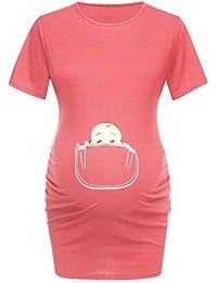 Lazzboy T-Shirt Sommer Mutterschaft Schwangerschaft Frauen Cartoon Baby Print Starren Kleidung Schwangere Lustig Plus Gr/&ouml;/&szlig;e L-3XL