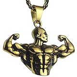 ♥ Collar de juego: Culturismo Brazos Hombres musculosos Colgante Deportes Collar de hombres.