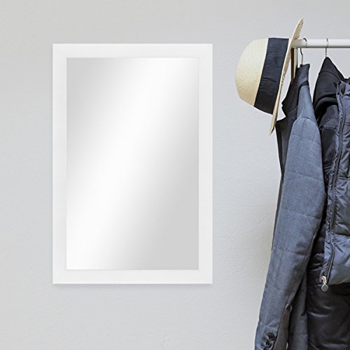 Wand-Spiegel 48×68 cm im Holzrahmen Schlicht Modern Weiss / Spiegelfläche 40×60 cm - 2
